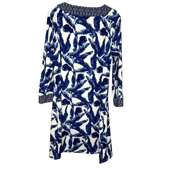 Cabana Life Dress Womens Large Blue White Palm Print Tunic UPF 50 Sun Protection - Picture 2 of 11